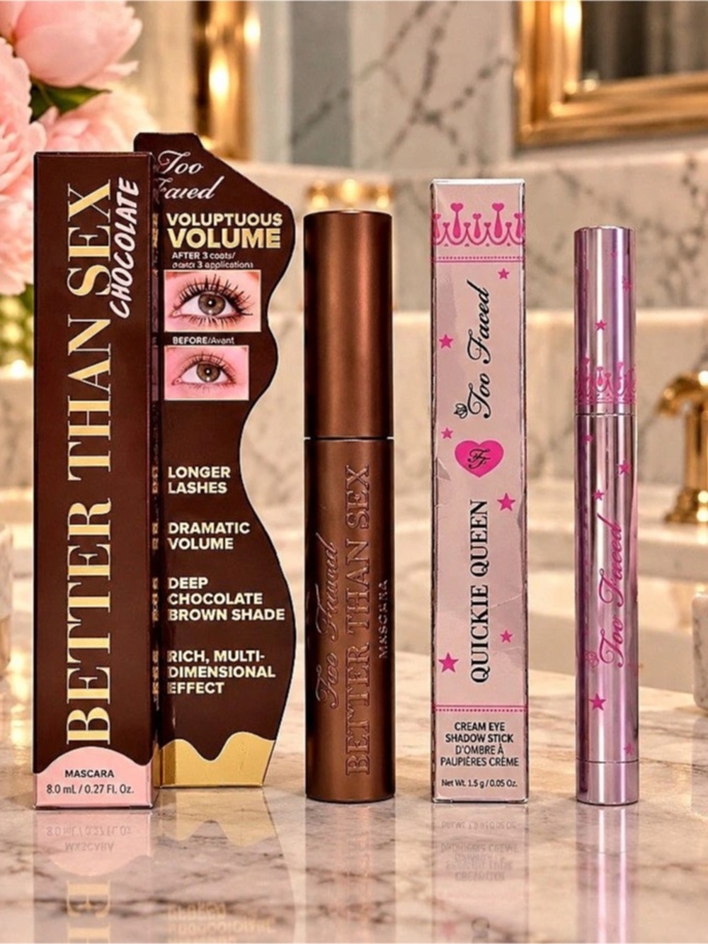 Too Faced Better Than Sex Chocolate Mascara + Quickie Queen Twinkle Eye Shadow S
